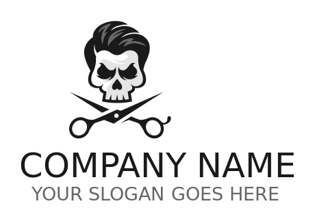 salon logo icon cool haircut skull and scissors