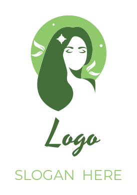 cosmetician logo icon girl portrait in circle