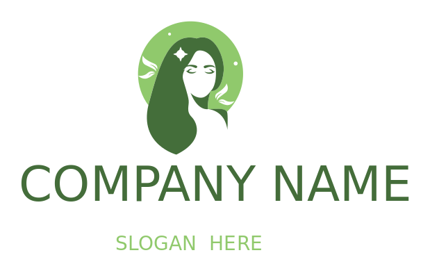 cosmetician logo icon girl portrait in circle