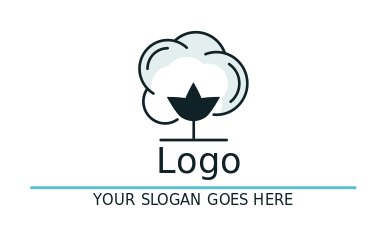 agricultural farm logo cotton flower on stalk