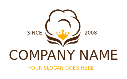 agriculture logo crown in fluffy cotton flower