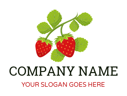 farm logo icon strawberries on leafy stems