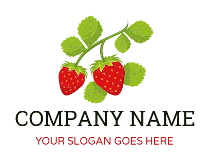 food logo icon strawberries on leafy stems