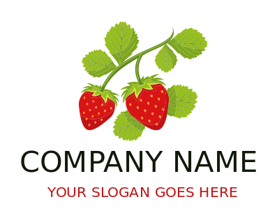 farm logo icon strawberries on leafy stems