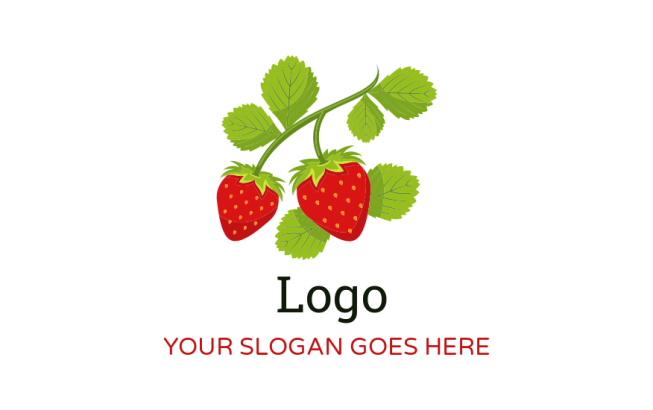 food logo icon strawberries on leafy stems