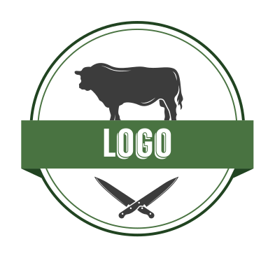 Design a of cow in crossed knives for steak house identity