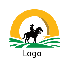 cowboy riding horse on farm in circle
