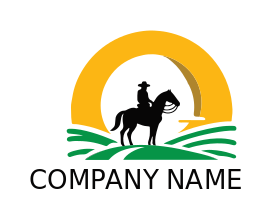 cowboy riding horse on farm in circle