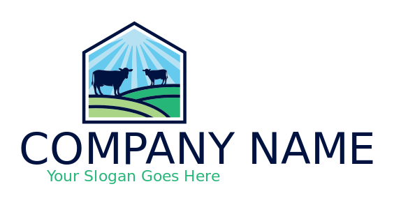 agriculture logo cows in dairy farm under sun