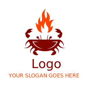 Make a seafood restaurant logo crab flames