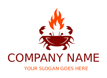 Make a seafood restaurant logo crab flames