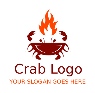 Make a seafood restaurant logo crab flames