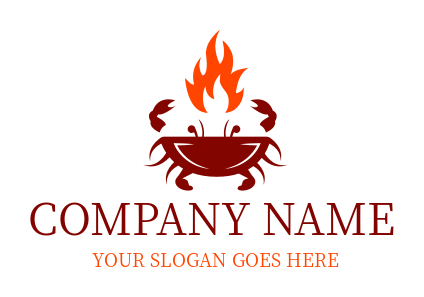 Make a unique logo of crab with a flame 