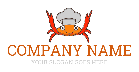 seafood restaurant logo symbol crab with chef hat
