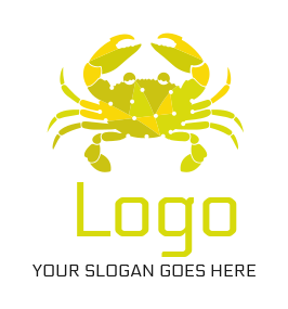 seafood restaurant logo crab with claws in front