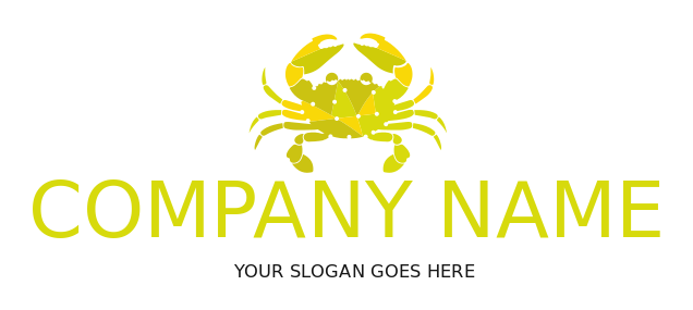 seafood restaurant logo crab with claws in front