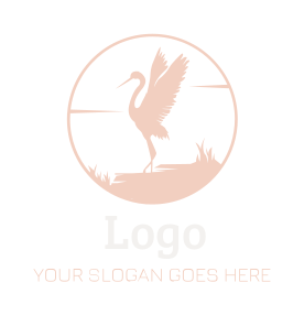 animal logo crane bird with wings in circle