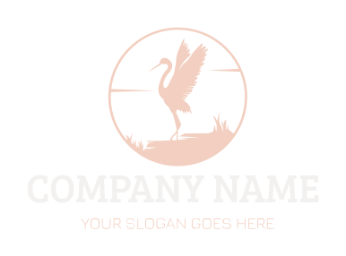 animal logo crane bird with wings in circle