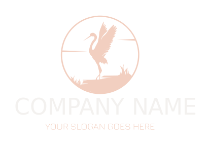 animal logo crane bird with wings in circle