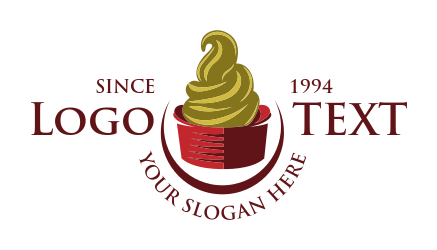 ice cream parlor logo creamy yogurt in red bowl