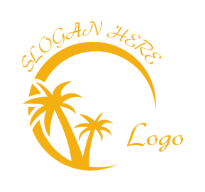 travel logo online crescent on palm trees