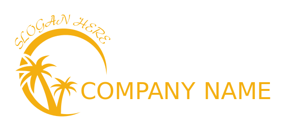 travel logo online crescent on palm trees
