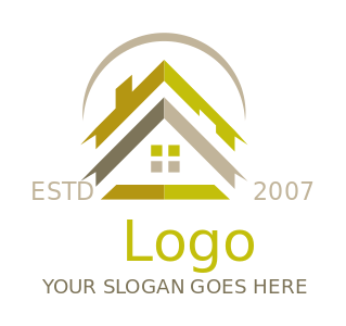 property logo crescent over stacked gable roofs