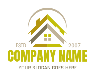 property logo crescent over stacked gable roofs