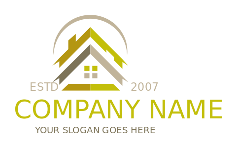 property logo crescent over stacked gable roofs