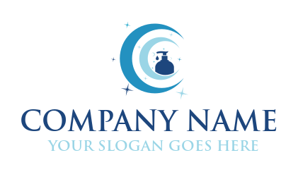 crescents and glitter around liquid soap bottle logo generator