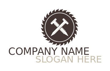 construction logo criss crossed nails in saw