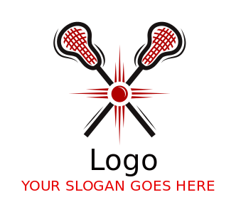 sports logo criss cross lacrosse sticks ball