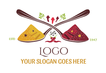 restaurant logo criss crossed spoons with masala