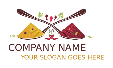 restaurant logo criss crossed spoons with masala