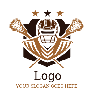 sports logo criss crossed sticks lacrosse man