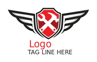 crisscross hardware tools inside shield with wings
