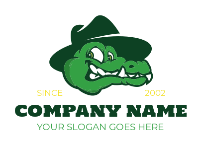 animal logo crocodile cartoon with hat