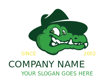 animal logo crocodile cartoon with hat