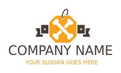 pet logo image crossed bones on tag with ribbon