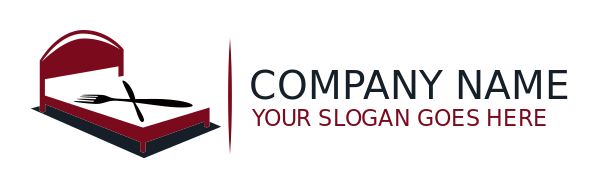 hotel logo crossed fork and knife on bed