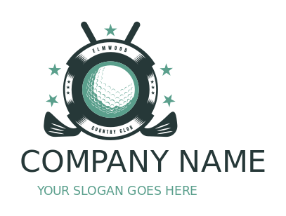 golf logo illustration crossed clubs and ball in center