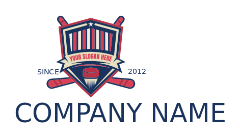 sports logo icon crossed bats with shield