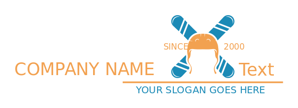 sports logo crossed snowboards and helmet