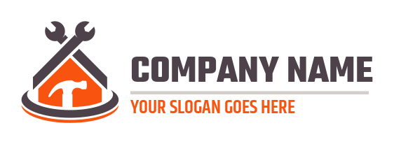 construction logo crossed wrenches and hammer