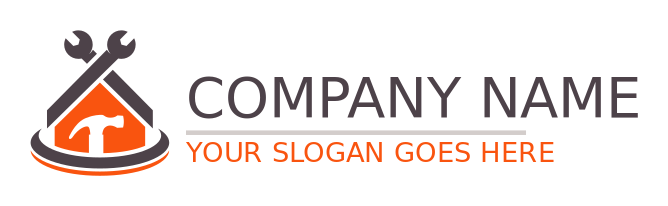 construction logo crossed wrenches and hammer