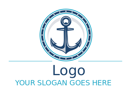 travel logo cruise ship anchor in circular badge