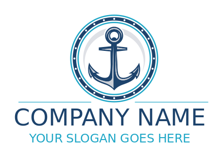 travel logo cruise ship anchor in circular badge