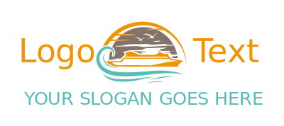 travel logo online cruise ship in sunset