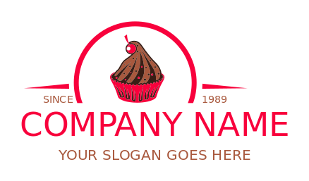 bakery logo maker cup cake with cherry