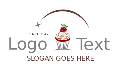 bakery logo icon cupcake under arc